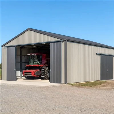 Installation de stockage d'équipement à ossature d'acier