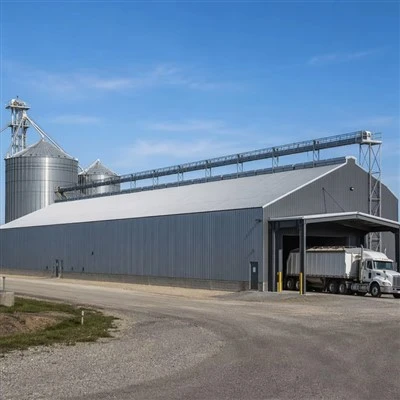 Bâtiment de stockage en vrac à structure métallique